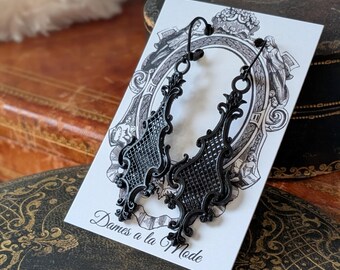 Reproduction Berlin Iron Resin Earrings, Gothic Earrings, Regency Earrings, Reproduction Jewelry, Historical Jewelry, Goth Jewelry, Vampire