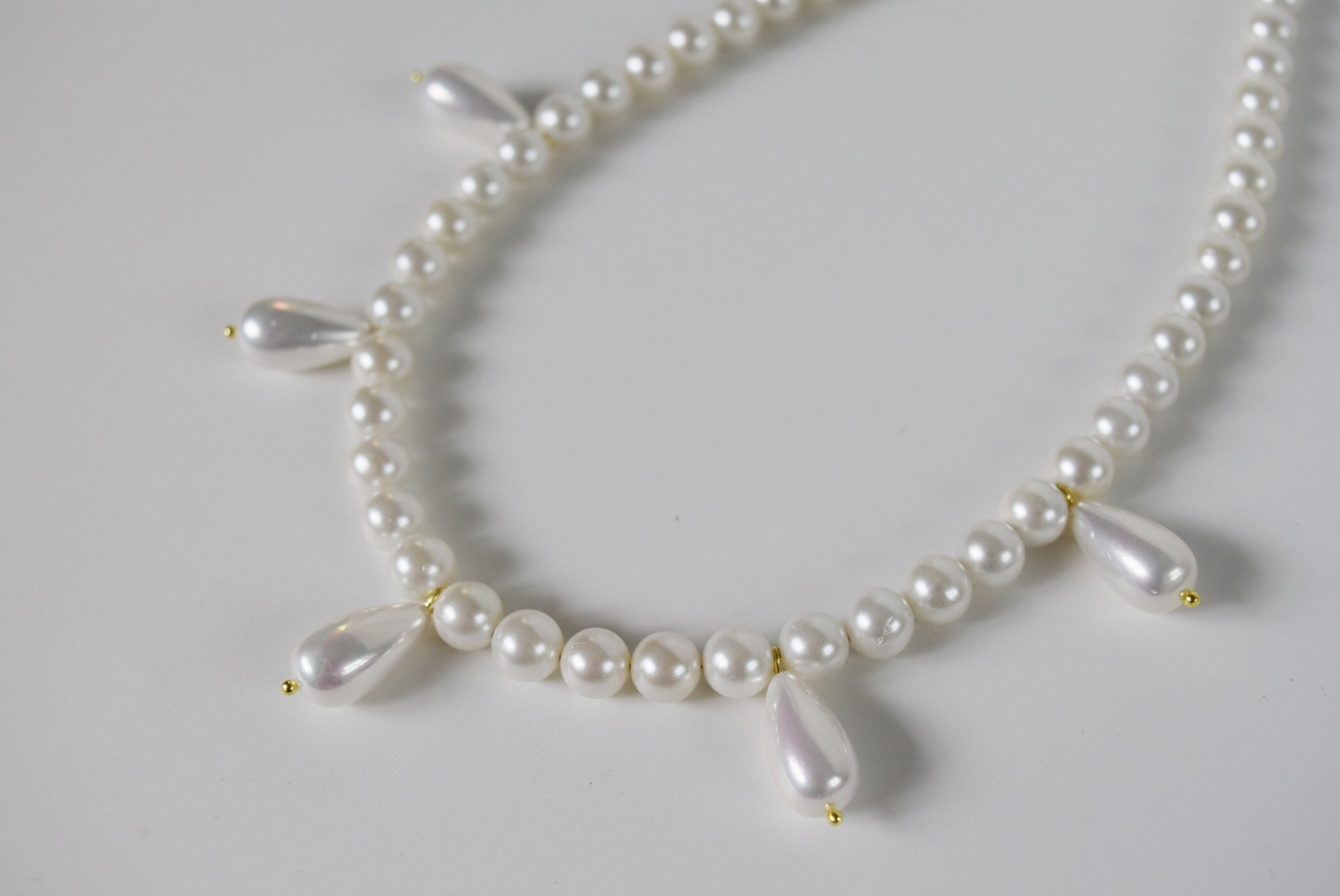 Shell Pearl Necklace, Cream Pearl Regency Necklace, Pearl