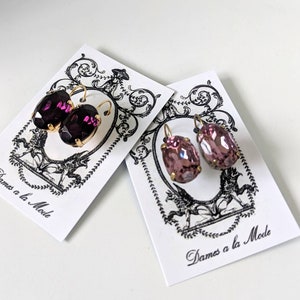 Purple Crystal Earrings, Amethyst Paste Glass, Regency Jewelry, 18th Century Earring, 19th Century Earring, Purple Earring Amethyst Jewelry