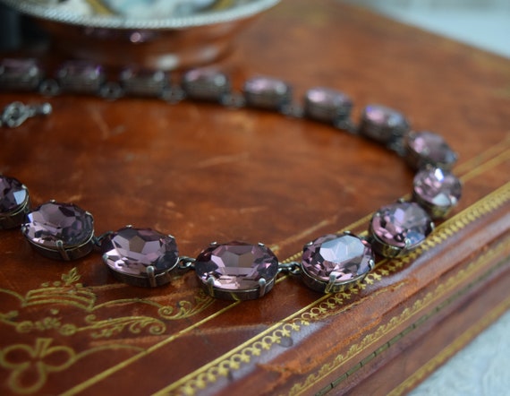 Lavender Rhinestone Necklace, Purple Necklace, Light Purple Crystal Jewelry, Lilac Wedding Necklace Anna Wintour Necklace Crystal Necklace