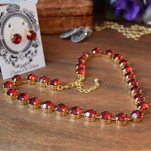 Dark Ruby Red Anna Wintour Necklace. Collette Necklace. Riviere Necklace. Red Crystal Necklace. Regency Jewelry, 18th Century, 19th Century,