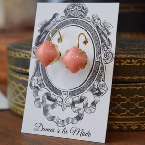 Pink Historical Earrings, Pink Coral Earrings, Coral Teardrop Earring, Faux Coral, Pink Pearl Jewelry, Regency Earring, Historical Jewelry image 2