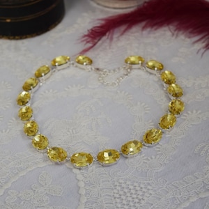 Citrine Anna Wintour Necklace, Georgian Paste Necklace, Statement Necklace, Light Yellow Crystal. Regency Paste Jane Austen Jewelry Rococo