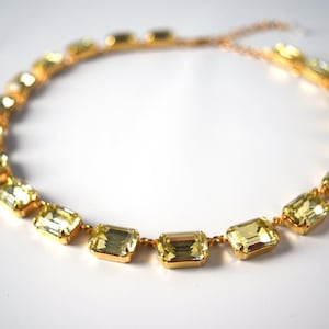 Yellow Crystal Necklace, Swarovski Crystal Jewelry, Citrine Collet Necklace, Georgian Paste Jewelry, Rococo 18th Century Pale Yellow Jewelry