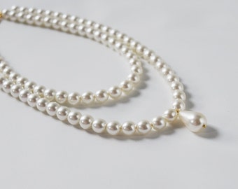 Two Strand Reproduction 18th Century Necklace, Pearl Necklace, Faux Pearl Double Strand Necklace, Historical Jewelry Reenactor Jewelry Pearl
