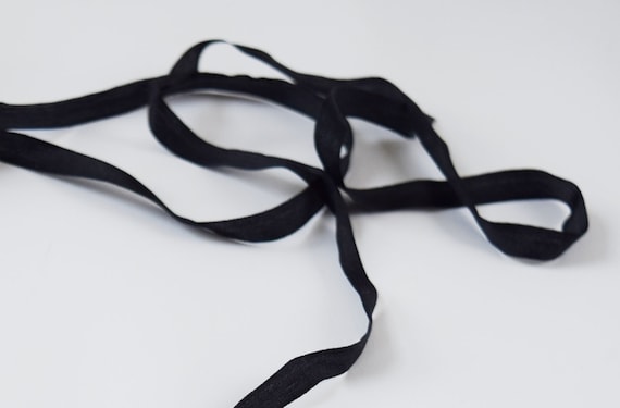 Two Yards Black Silk Ribbon Narrow 100% Silk Ribbon 
