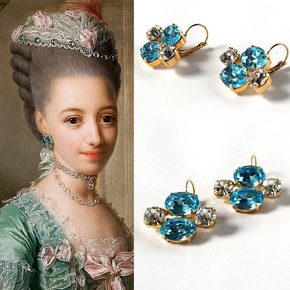 Boucles d’oreilles vintage bronze avec tissu liège incrusté sous cabochon de verre, perle en