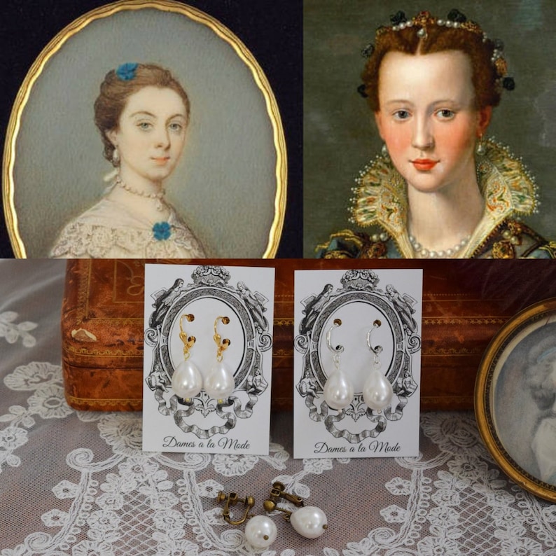 Elizabethan Pearl Earrings Pearl Earrings Pearl Etsy