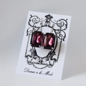 Purple 18th Century Earrings, Georgian Paste Glass Earrings, Reproduction Georgian Jewelry, Reenactor Jewelry, 19th Century Jewelry Amethyst