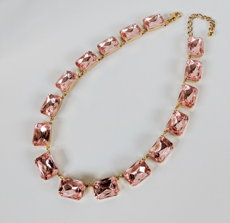 Pink Statement Necklace, Anna Wintour Necklace. Rosaline Pink Georgian Paste Collet Necklace. Regency, 18th Century, 19th Century Necklace image 2