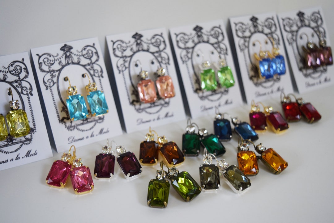 Crystal Earrings, Rhinestone Earrings, Sparkly Earrings, Big Crystal ...