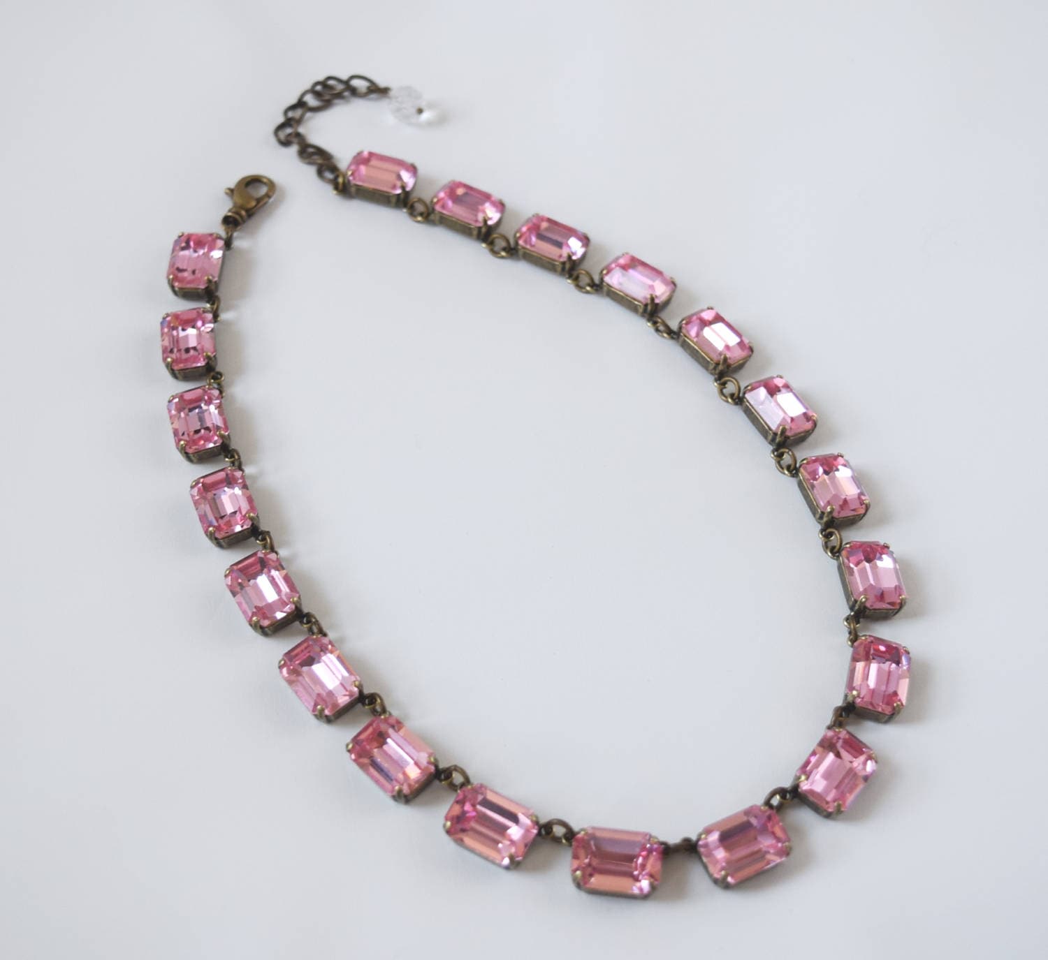 Light Pink Crystal Necklace Pink Swarovski Crystal Jewelry Etsy