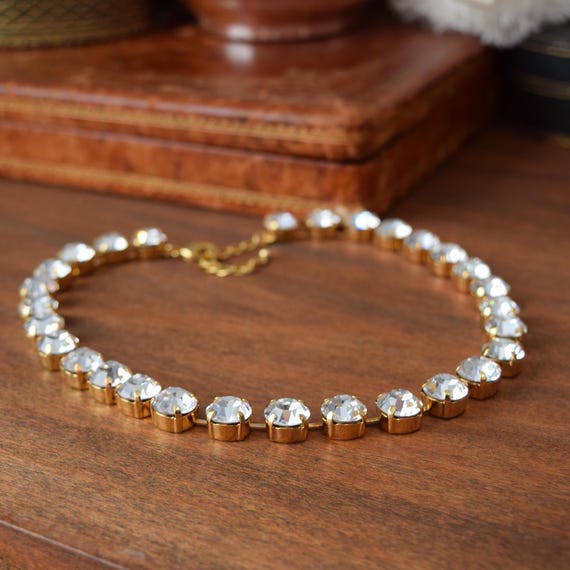 Crystal Necklace, Diamond Anna Wintour Necklace, Georgian Paste