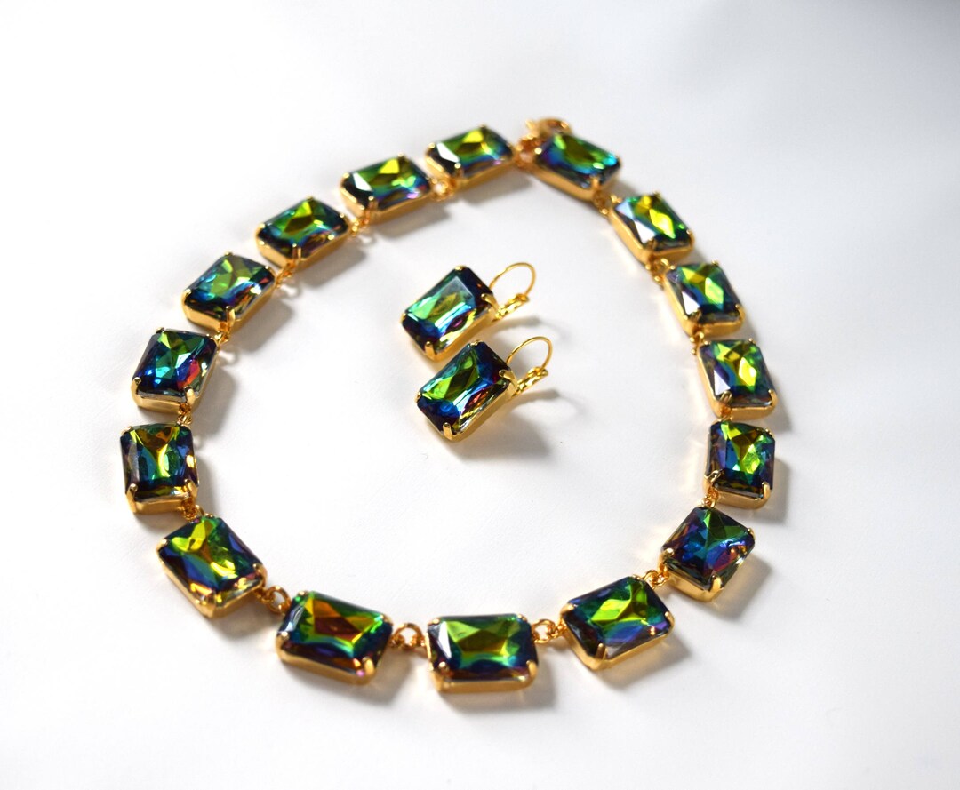Vintage Rainbow Crystal Necklace