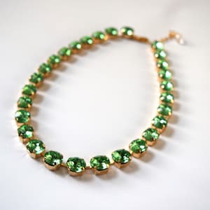 Green Anna Wintour Necklace, Peridot Necklace Set, Georgian Paste Necklace, Light Green Collet Necklace, Green Statement, Rococo Necklace,