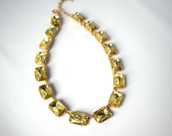 Yellow Anna Wintour Necklace, Citrine Necklace. Georgian Paste Collet, Riviere Necklace Yellow, Statement Necklace18th Century, 19th Century