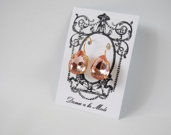 Blush Pink Earrings, Soft Pink Crystal Earring, Georgian Paste Jewelry, 18th Century Jewelry, Regency Jewelry, Marie Antoinette, Rococco
