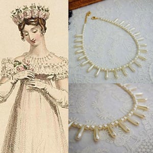 Historical Pearl Fringe Necklace, Regency Pearl Jewelry, 18th Century Necklace, Victorian Necklace, Pearl Jewelry Jane Austen Colonial Era