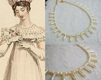 Historical Pearl Fringe Necklace, Regency Pearl Jewelry, 18th Century Necklace, Victorian Necklace, Pearl Jewelry Jane Austen Colonial Era