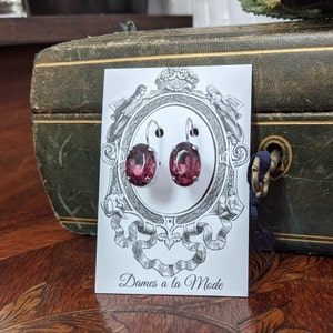Amethyst Crystal Earrings, Purple Dangle Earring, Georgian Earrings, Paste Jewelry, Rococco Earrings, 18th Century Jewelry, 19th Century.