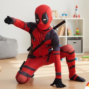 Rood superheldenkostuum voor kinderen | Halloween cosplay outfit | Superhelden Halloweenkostuum | Kostuumidee voor een verjaardagsfeestje