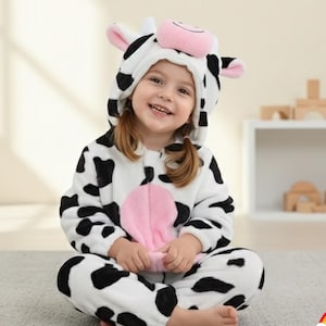 Baby Cow Costume Onesie  | Infant Halloween Outfit | Plush Animal Halloween Costume | Onesie Idea for Baby Shower