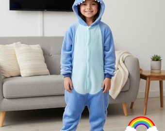 Kids Blue Onesie Romper | Cartoon Cosplay Outfit | Anime Halloween Costume | Winter Romper Idea for Birthday Party