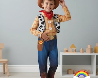 Kids Cowboy Sheriff Costume – Toddler & Boys Western Outfit with Hat and Bandana, Halloween Dress Up, Cowboy Inspired Cosplay