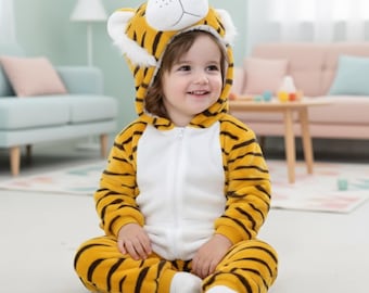Unisex Baby Tiger Costume – Infant and Toddler Halloween Outfit, Cute Animal Romper, Warm Pajamas, Carnival and Photo Prop Suit