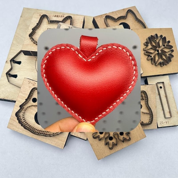 Heart-shaped leather keychain cutting, leather stamping heart-shaped mold, custom leather die-cutting
