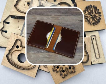 2-fach Kartenhüllen-Stanzform, kleine Brieftasche Kartenhalter-Stanzform, handgefertigte Kartenhülle aus Leder