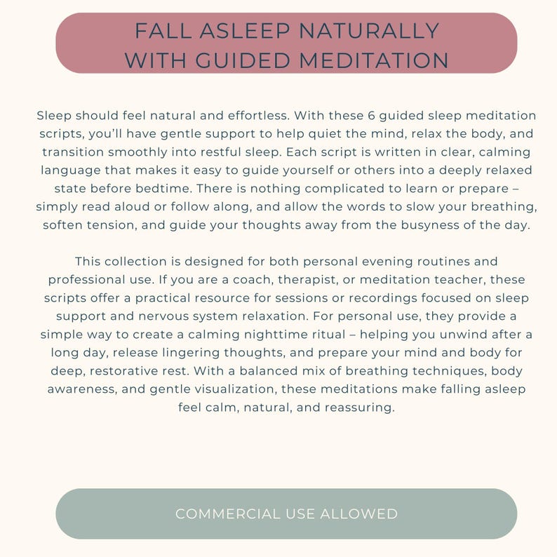 6 Guided Sleep Meditation Script – Deep Rest, Relaxation (printable PDF ...