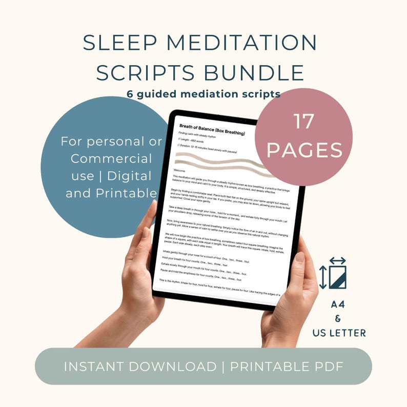 6 Guided Sleep Meditation Script – Deep Rest, Relaxation (printable PDF ...