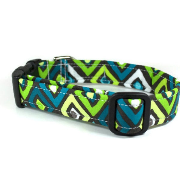 Boy Dog Collar | Blue and Green Geo | Blue Dog Collar | Unique Dog Collar | Male Dog Collar | Unique Dog Collar | Geometric Dog Collar