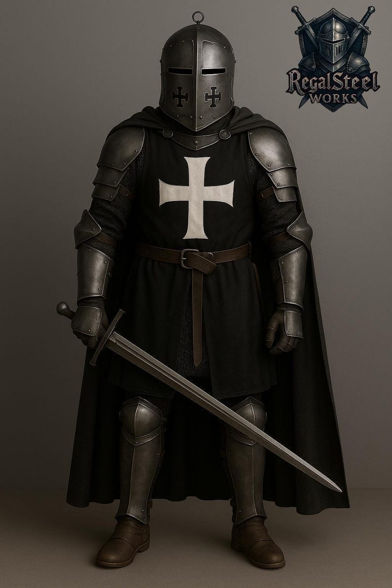 Templar Crusader Knight Full Armor Suit With Cloak With Sword ...