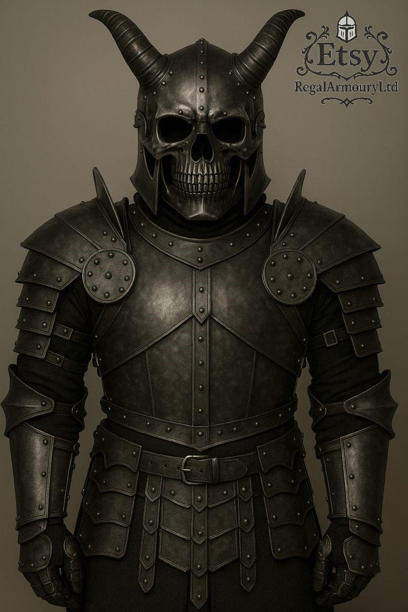 Medieval Black Knight Full Plate Armor Set Ghost Theme | 18 Gauge Steel ...