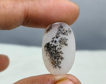 Natural Dendritic Agate Cabochon, Loose Gemstone (19x15 MM)