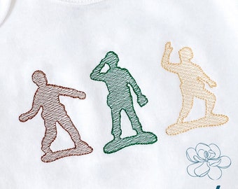 Army Men Sketch Filled Embroidery Design