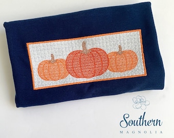 Pumpkin Trio Layered Faux Smock Embroidery Design
