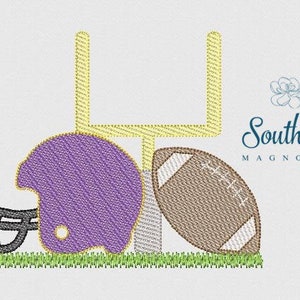 Football Helmet, Goal, Ball Sketch Embroidery Design