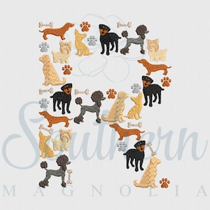 R Dog Detail Alphabet Embroidery Design