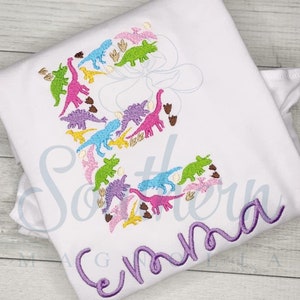 Diseño de bordado de dinosaurio E / alfabeto de dinosaurio, fuente de bordado de dinosaurio, bordado de letras de dinosaurio, fuente de dinosaurio, regalo de dinosaurio para niño