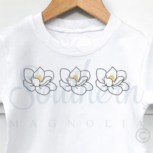 Magnolia Bean Stitch Trio Outline Embroidery Design, Magnolia Embroidery Pattern, Floral Embroidery Design, Machine Embroidery Design