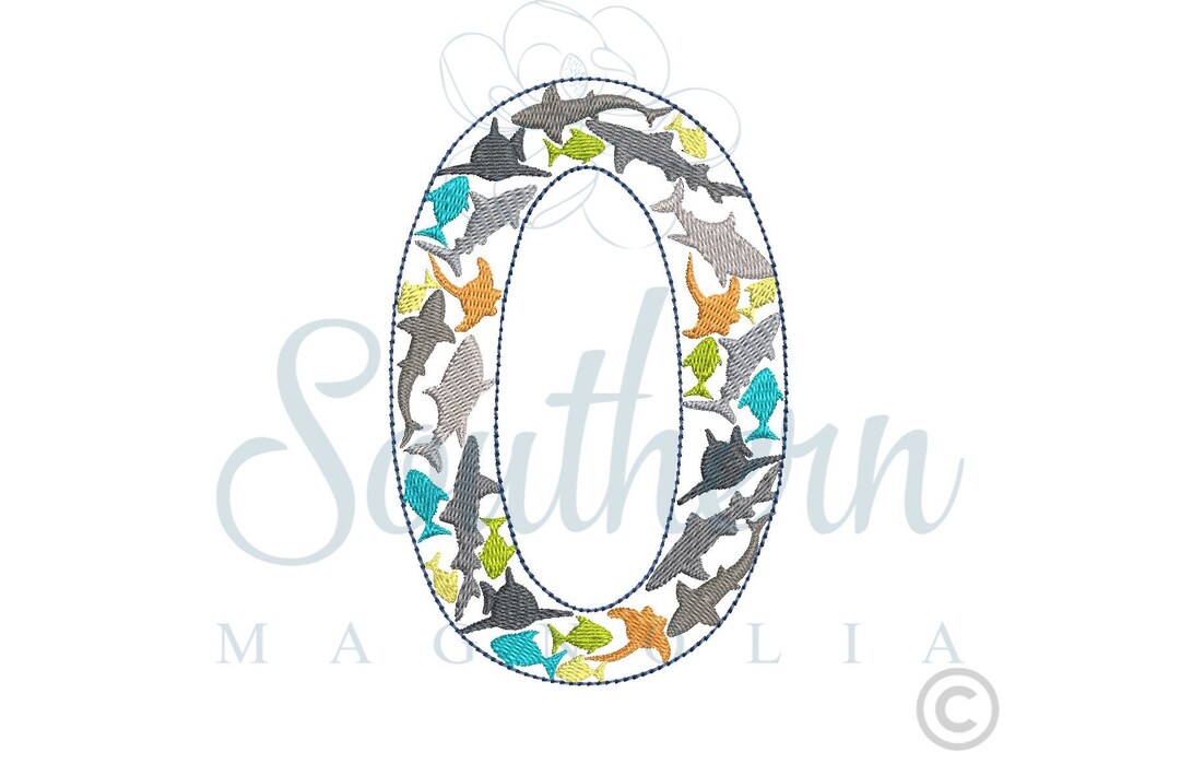 Number 0 Embroidery Design, Sea Creatures Embroidery Design, Fish ...