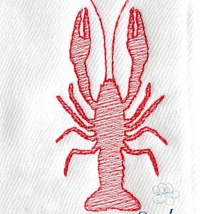ザリガニのスケッチ塗りつぶし刺繍デザイン