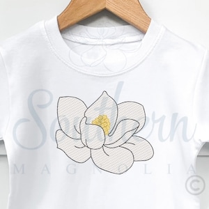 Magnolia Sketch Fill Embroidery Design, Magnolia Embroidery Pattern, Floral Embroidery Design, Machine Embroidery Design, sketch fill