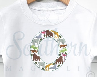 Zoo Animals Alphabet Letter 'O' Embroidery Design (Digital Download)