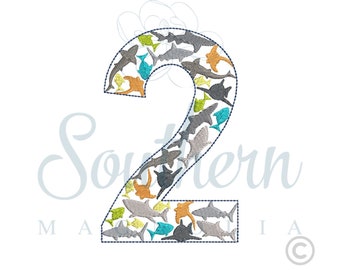 Shark Number 2 Embroidery Design (Digital Download)