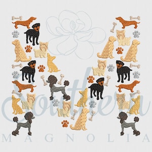 M Dog Detail Alphabet Embroidery Design