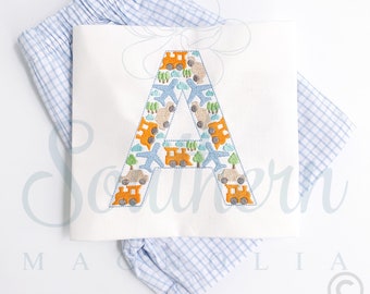 Cars Planes Trains Embroidery Design Letter A, Transportation Alphabet (Digital Download)
